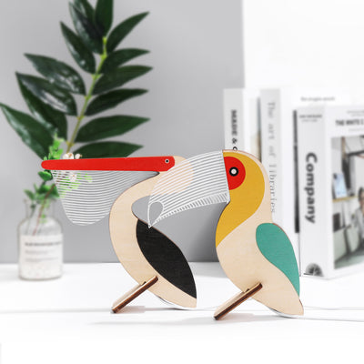 Animals LED Night Light Wood Acrylic Table USB Lights Decorate For Children Baby Kids Bedside Lamp Pelican Sirius Whale Toucan