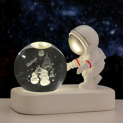 Glowing Planetary Galaxy Astronaut Crystal Ball Night Lights USB Power Warm Bedside Light Birthday Gift Night Lamp