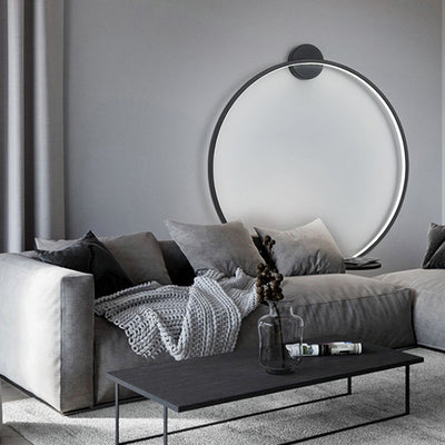 Minimalist Round Bedroom Bedside Lamp Wireless Living Room Sofa Background Wall Hotel Decorative Wall Lamp