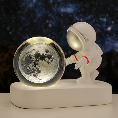 Glowing Planetary Galaxy Astronaut Crystal Ball Night Lights USB Power Warm Bedside Light Birthday Gift Night Lamp