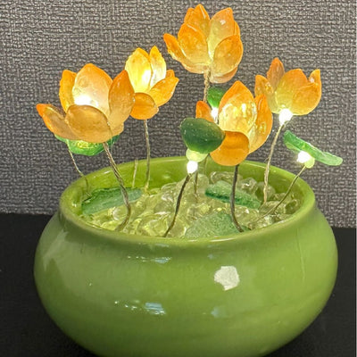 Glass Lotus Small Night Lamp  Diy Lotus Ornaments