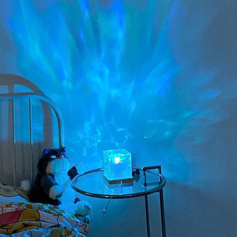 16 Colors LED Water Ripple Ambient Night Light USB Rotating Projection Crystal Table Lamp RGB Dimmable Night Light Home Decoration