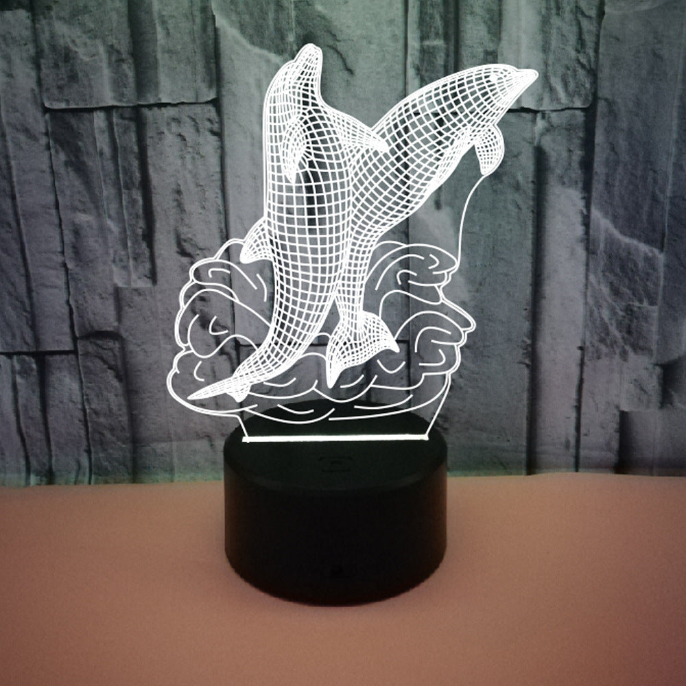 Dolphin Colorful 3D LED Touch Small Night Lamp