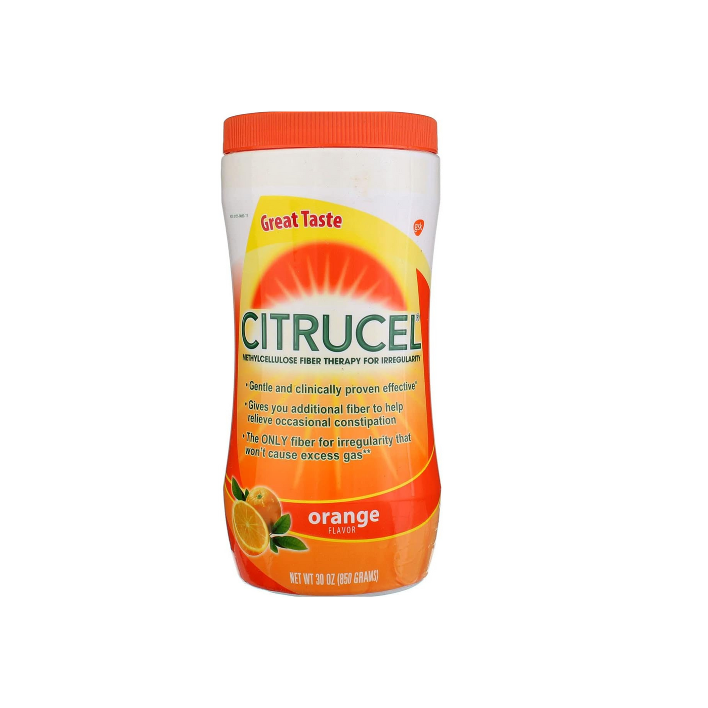 Citrucel Powder Orange Flavor Fiber Therapy for Occasional Constipation Relief, 30 ounce (Pack of 3)