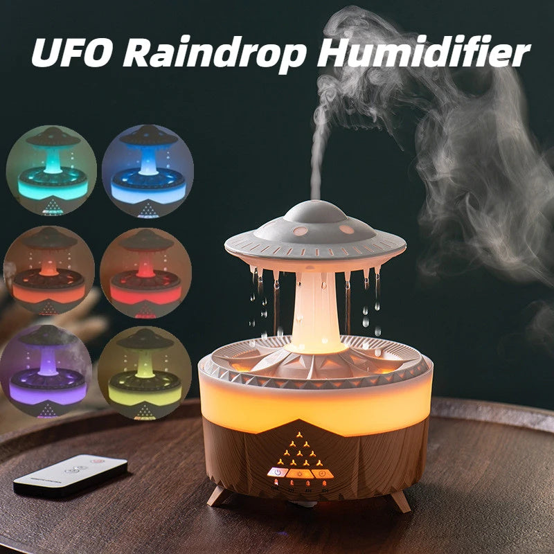 New UFO Raindrop Humidifier Water Drop Air Humidifier USB Aromatherapy Essential Oils Aroma Air Diffuser Household Mist Maker