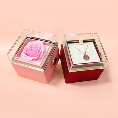 Flower Rose Gift Box Creative Rotating Rose Jewelry Packaging Box Valentine's Day Gift For Women