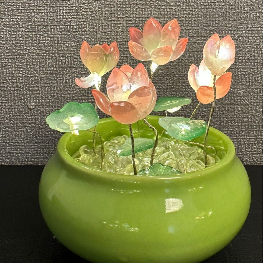 Glass Lotus Small Night Lamp  Diy Lotus Ornaments