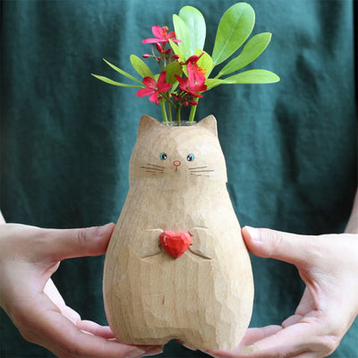 Creative Heart Cat Vase Handmade