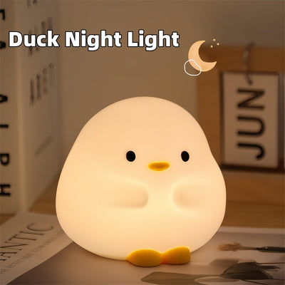 Cute Duck LED Night Lamp Cartoon Silicone USB Rechargeable Sleeping Light Touch Sensor Timing Bedroom Bedside Lamp