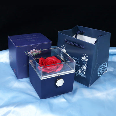 Flower Rose Gift Box Creative Rotating Rose Jewelry Packaging Box Valentine's Day Gift For Women