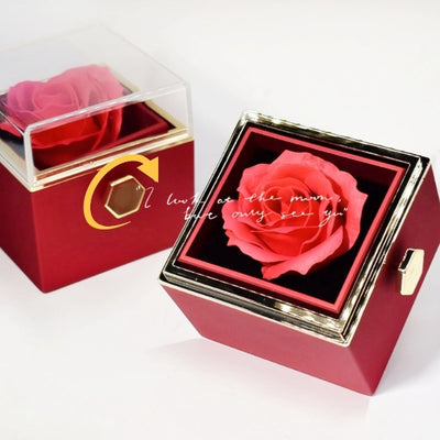 Flower Rose Gift Box Creative Rotating Rose Jewelry Packaging Box Valentine's Day Gift For Women