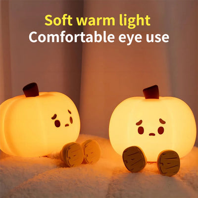 Pumpkin Night Light Cute Soft Silicone Lamp Touch  Dimmable Rechargeable Bedside Decor Light