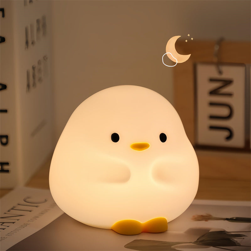 Cute Duck LED Night Lamp Cartoon Silicone USB Rechargeable Sleeping Light Touch Sensor Timing Bedroom Bedside Lamp