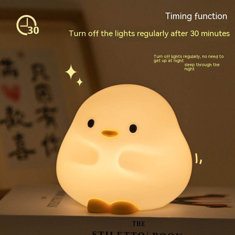 Cute Duck LED Night Lamp Cartoon Silicone USB Rechargeable Sleeping Light Touch Sensor Timing Bedroom Bedside Lamp