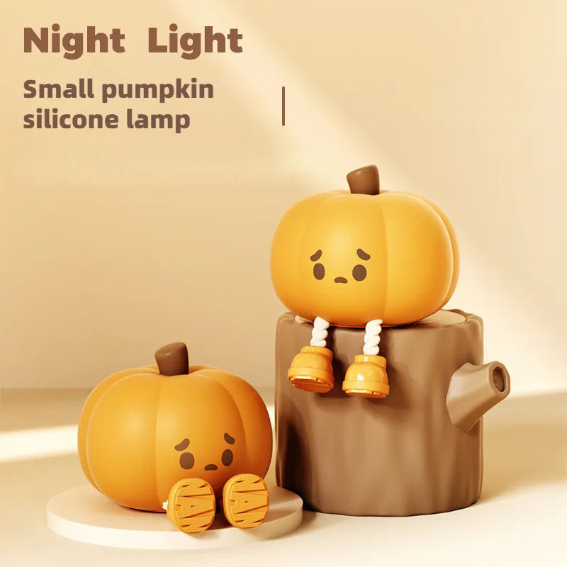 Pumpkin Night Light Cute Soft Silicone Lamp Touch  Dimmable Rechargeable Bedside Decor Light